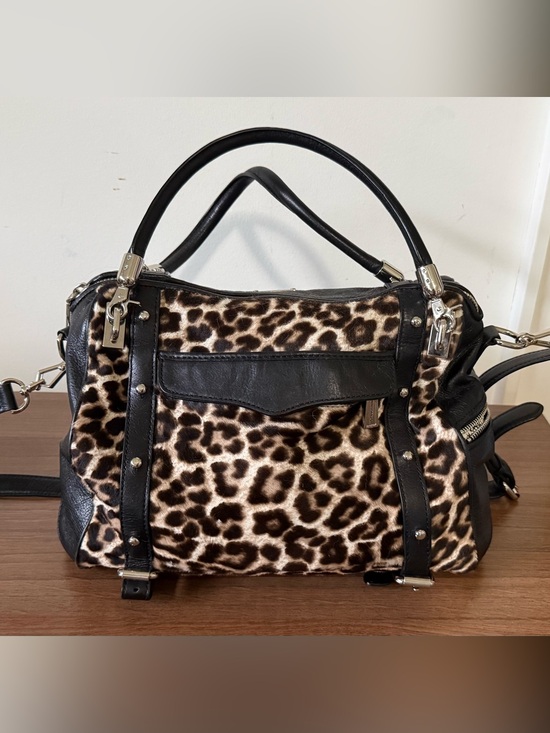 Rebecca Minkoff Handbags - RARE Rebecca Minkoff Snow Leopard Calf Hair & Leather Cupid Satchel Black Brown